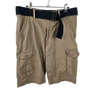 Beverly Hills Polo Club Mens Cargo Shorts With Belt Size 34 Cotton Spandex